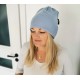 LULLALOVE Premium Beanie aus 100% Merinowolle Gr. M/L (U 46cm) - BABYBLAU