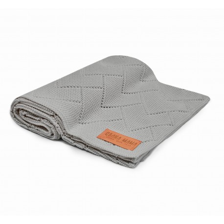 QBANA MAMA leichte Strickdecke aus 100% Bambus 80x80cm - GREY